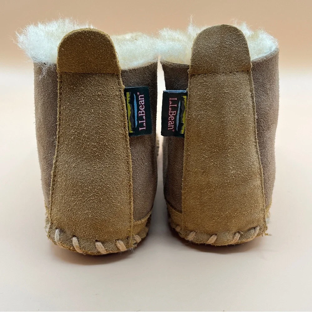L.L. Bean Brown Suede Slippers with Cream Lining - Picture 4 of 11